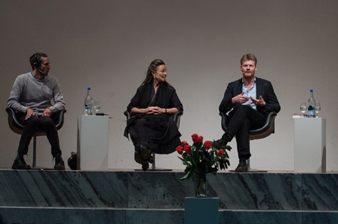 v.l. Charles Eisenstein, Annette Kaiser, Christian Felber - Foto Raphi See